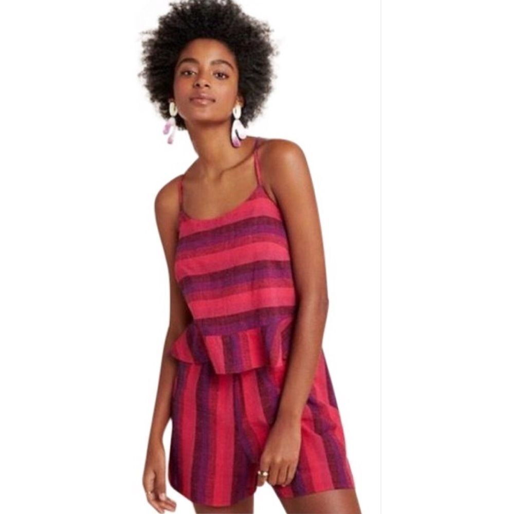 NWT ANTHROPOLOGIE Amadi Striped Linen Shorts Romper XS